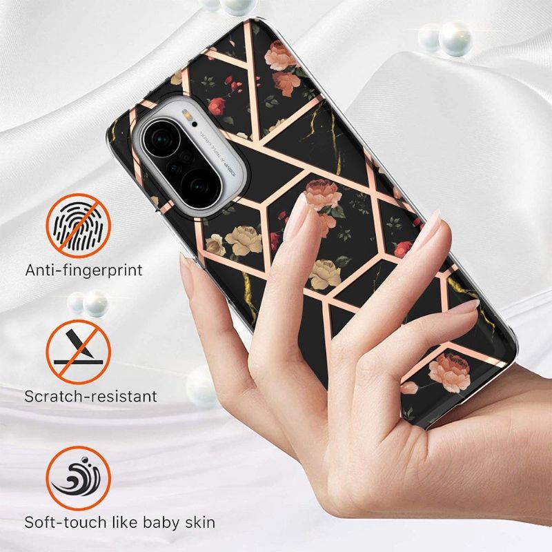 Coque Poco F3 / Xiaomi Mi 11i 5G marbre et fleurs