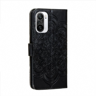 Étui folio Xiaomi Mi 11i / Poco F3 mandala fleur avec lanière