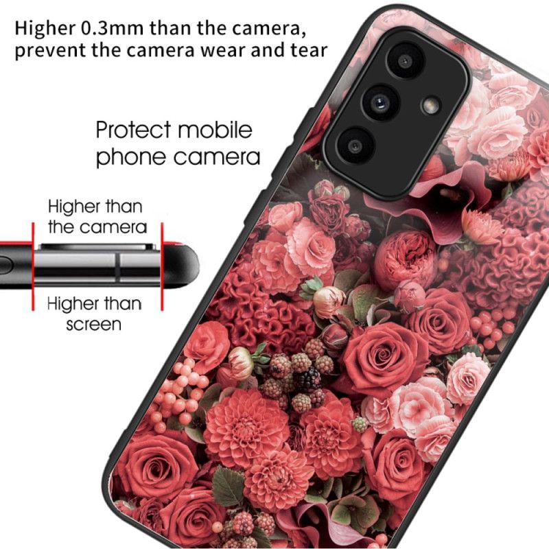 Coque Samsung Galaxy A15 5G / A15 Verre Trempé Fleurs Rouge et Roses