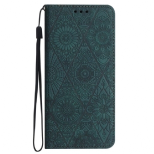 Flip Cover Samsung Galaxy A15 5G Patchwork à Lanière