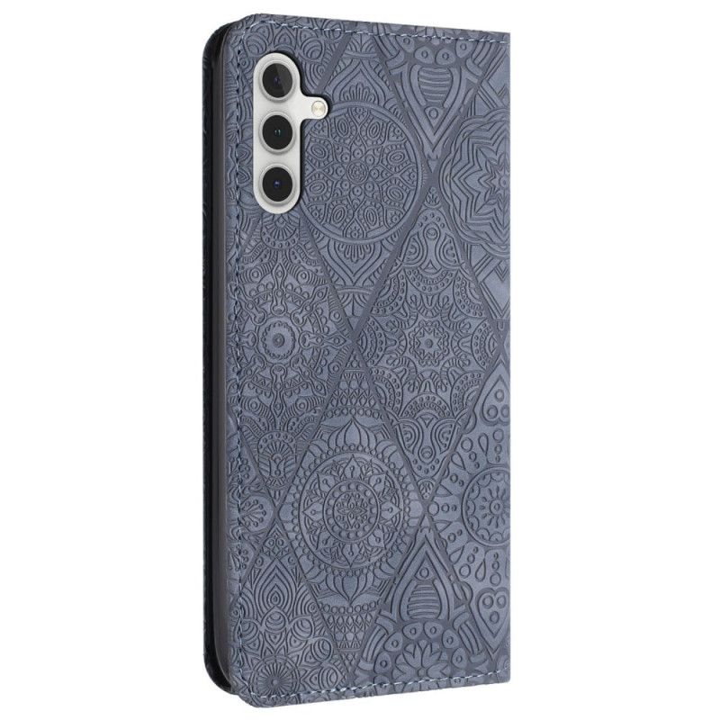 Flip Cover Samsung Galaxy A15 5G Patchwork à Lanière