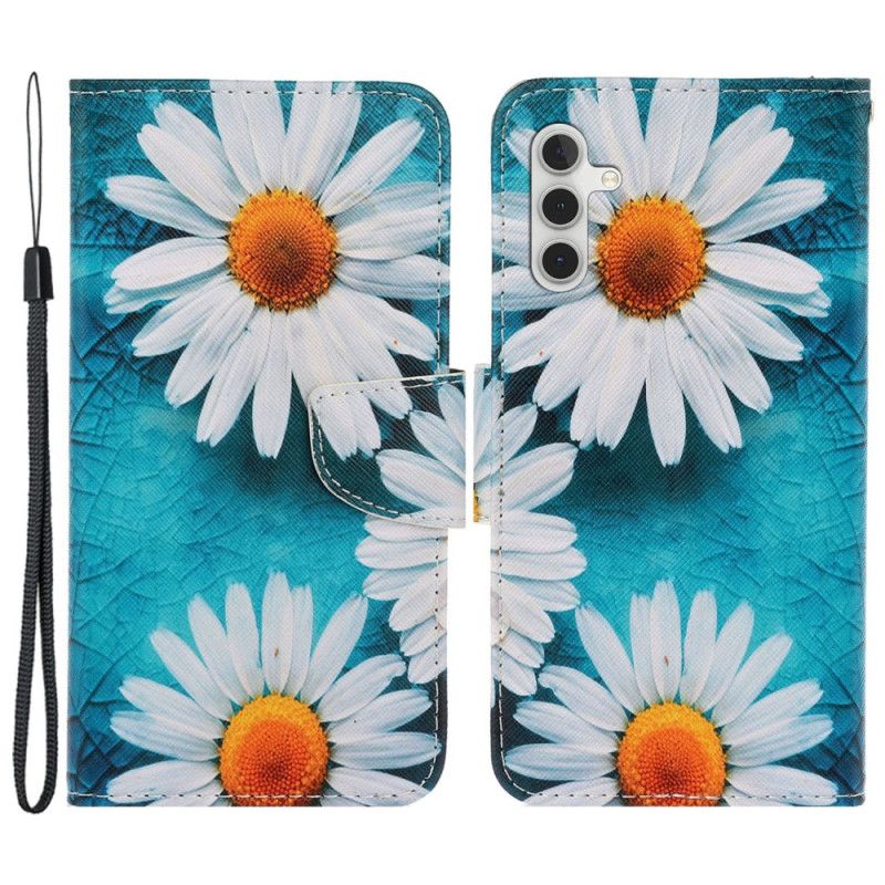 Housse Samsung Galaxy A15 5G Chrysanthème à Lanière