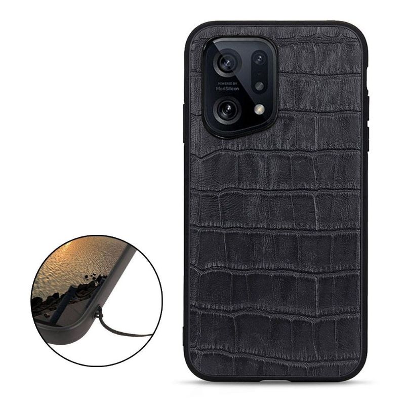 Coque Oppo Find X5 Chic aspect peau de croco