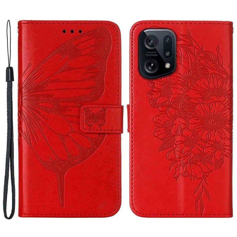 Housse Oppo Find X5 Papillon Fleur Porte-Cartes