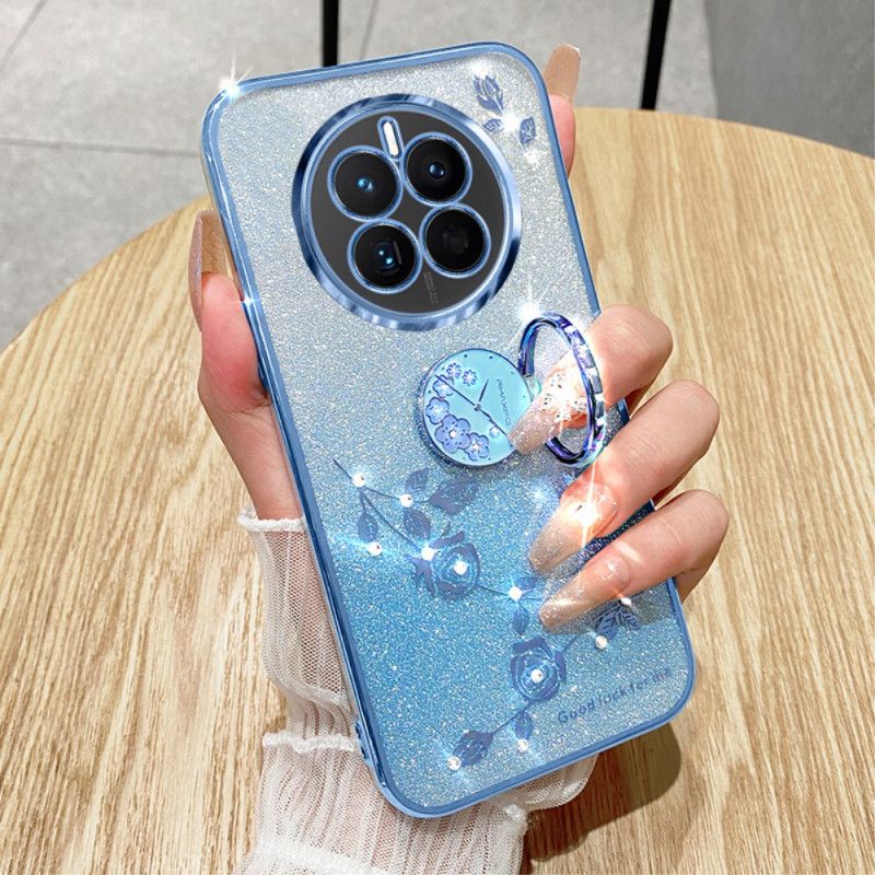 Coque Realme 12 Plus 5G Anneau-Support Fleurs et Strass KADEM