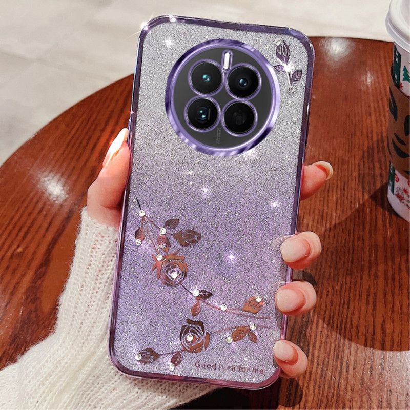 Coque Realme 12 Plus 5G Fleurs et Strass à lanière KADEM