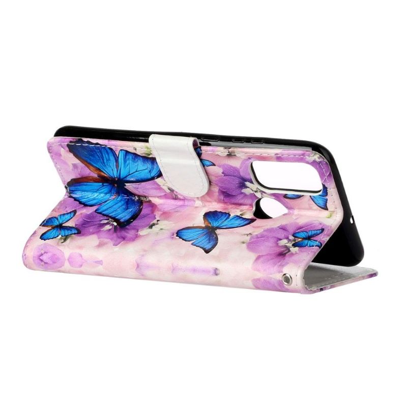 Housse Huawei P Smart 2020 papillons bleus et fleurs