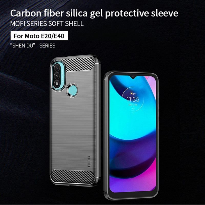 Coque Moto E40 / E30 / E20 Fibre Carbone Brossée MOFI