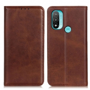 Flip Cover Moto E40 / E30 / E20 Cuir Fendu Élégance