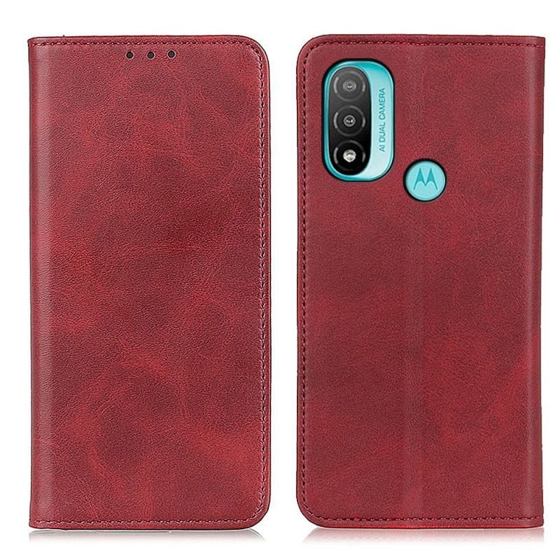 Flip Cover Moto E40 / E30 / E20 Cuir Fendu Élégance