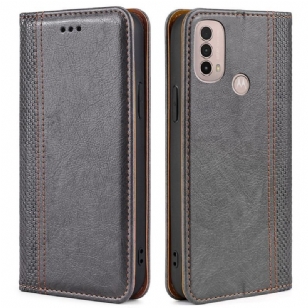 Flip Cover Moto E40 / E30 / E20 Cuir Litchi Fendu Coutures