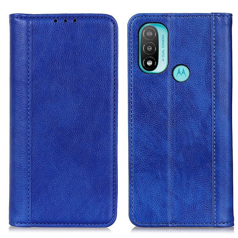 Flip Cover Moto E40 / E30 / E20 Cuir Litchi Fendu Élégance