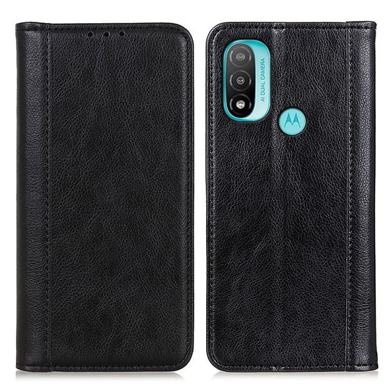 Flip Cover Moto E40 / E30 / E20 Cuir Litchi Fendu Élégance