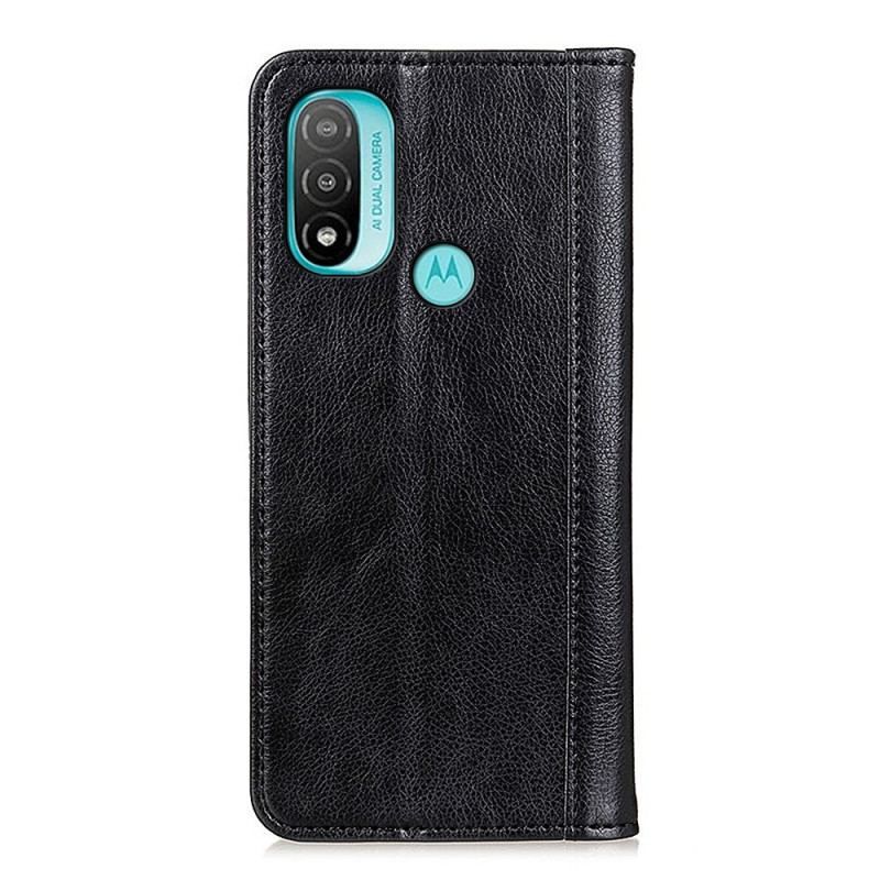 Flip Cover Moto E40 / E30 / E20 Cuir Litchi Fendu Élégance