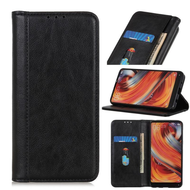 Flip Cover Moto E40 / E30 / E20 Cuir Litchi Fendu Élégance