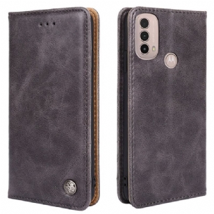 Flip Cover Moto E40 / E30 / E20 Style Cuir Rivet