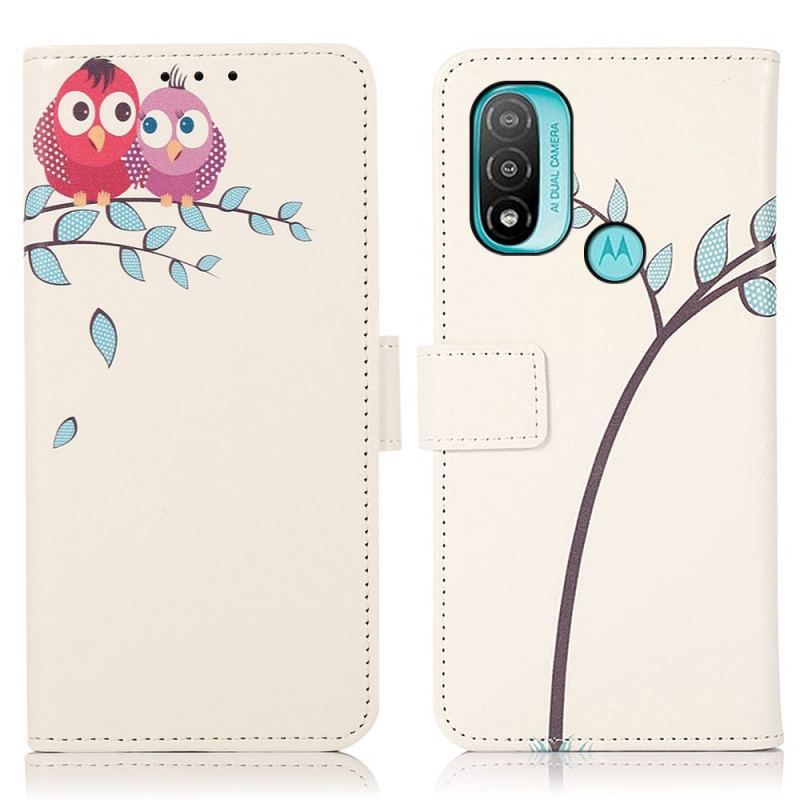 Housse Moto E40 / E30 / E20 Couple De Hiboux Sur l'Arbre