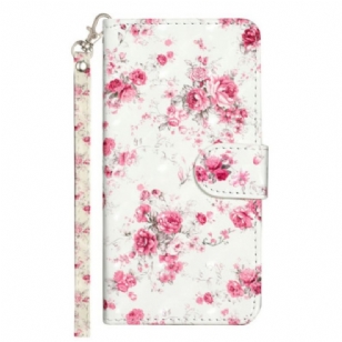 Housse Xiaomi 14T Fleurs Roses à Lanière