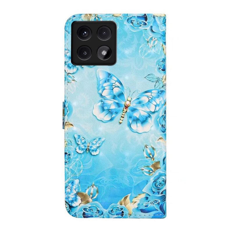 Housse Xiaomi 14T Papillons Bleus et Diamants