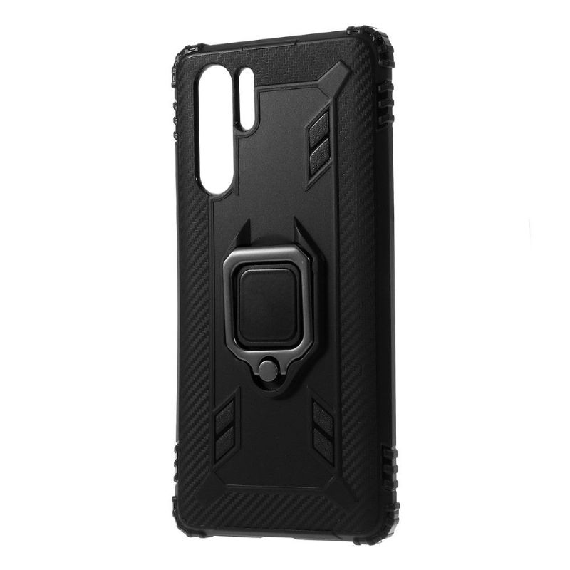 Coque Huawei P30 Pro Aspect Carbone avec Bague Support