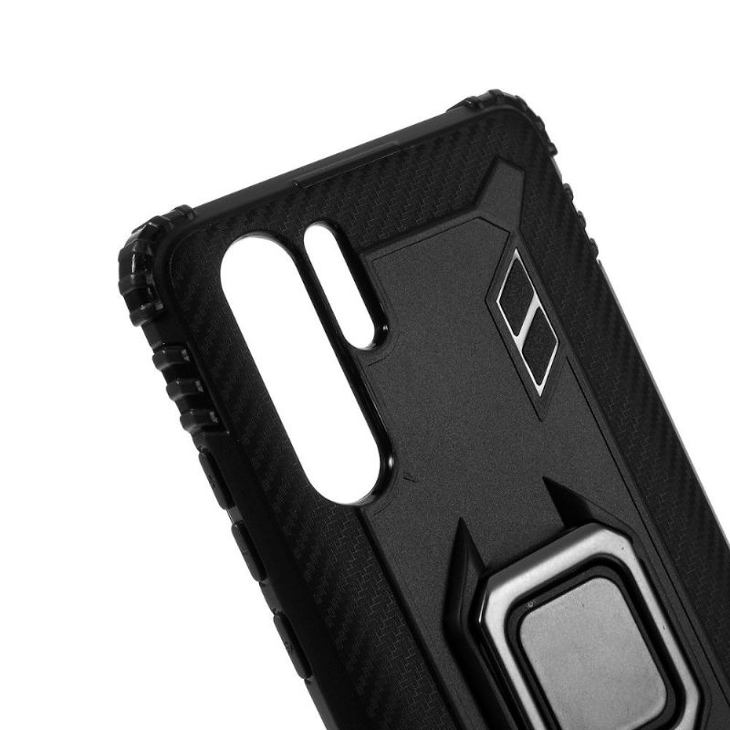 Coque Huawei P30 Pro Aspect Carbone avec Bague Support