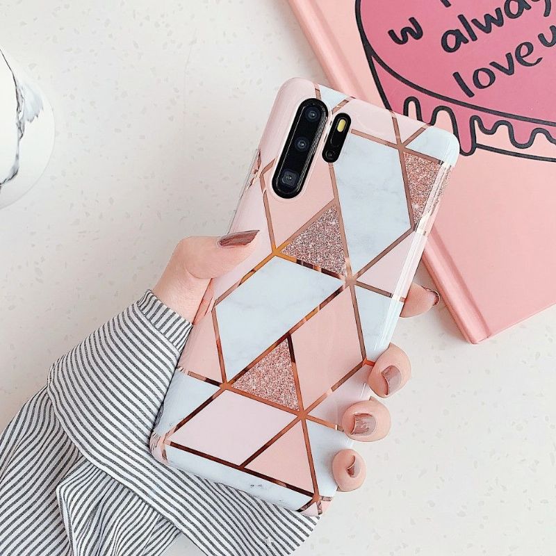 Coque Huawei P30 Pro marbre style géométrique