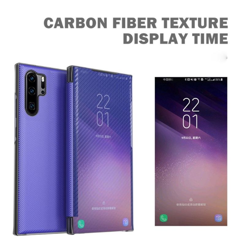 Flip cover Huawei P30 Pro Fibre de carbone