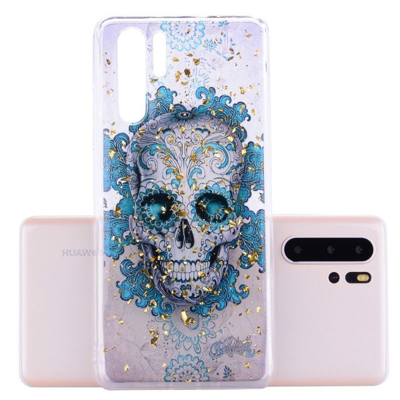 Huawei P30 Pro - Coque tête de mort fleurie