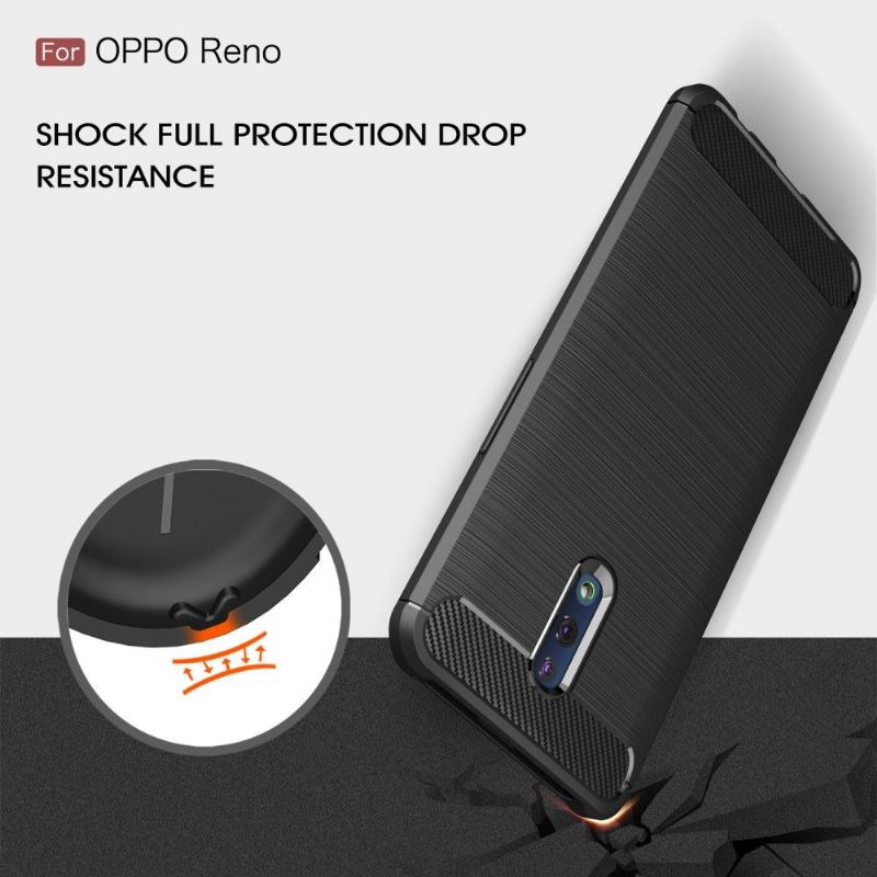 Oppo Reno - Coque gel brossé carbone