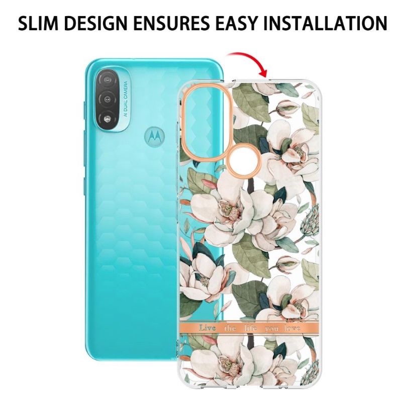 Coque Motorola Moto E20 / E30 / E40 Gardénia fleur blanche