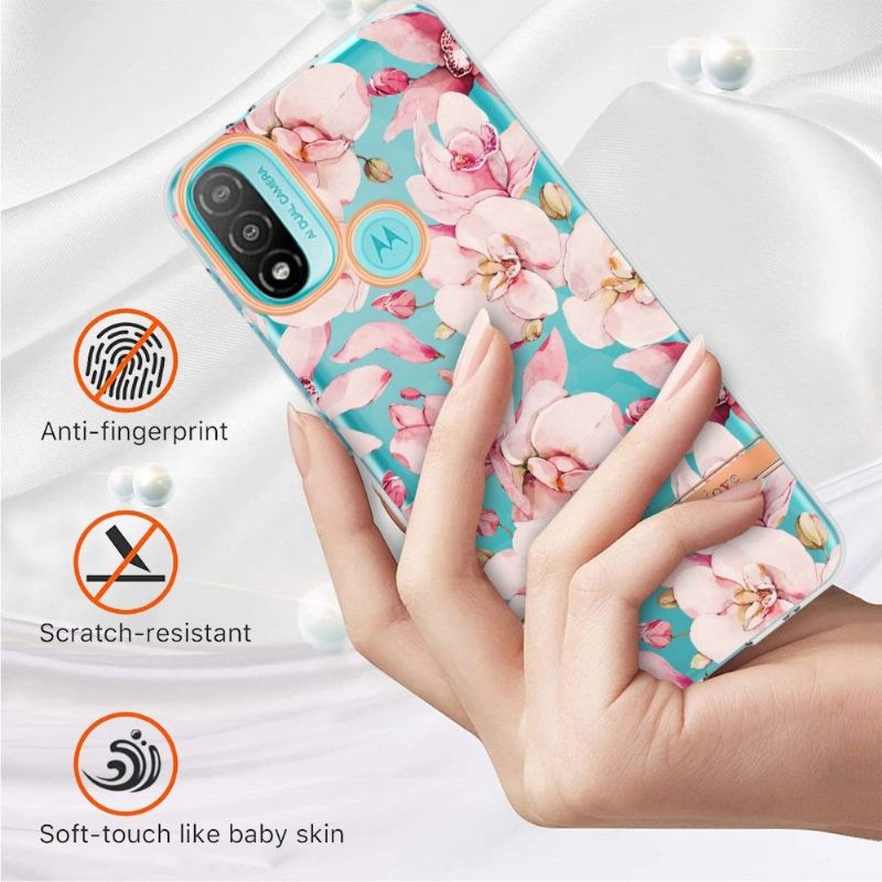 Coque Motorola Moto E20 / E30 / E40 Gardénia fleur rose