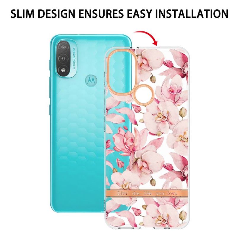 Coque Motorola Moto E20 / E30 / E40 Gardénia fleur rose