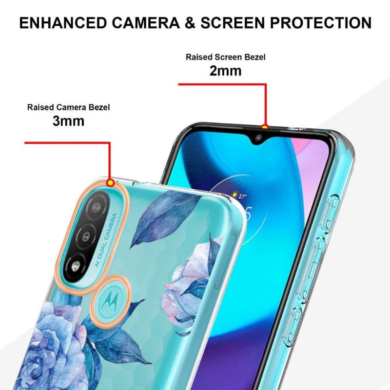 Coque Motorola Moto E20 / E30 / E40 Pivoine bleu