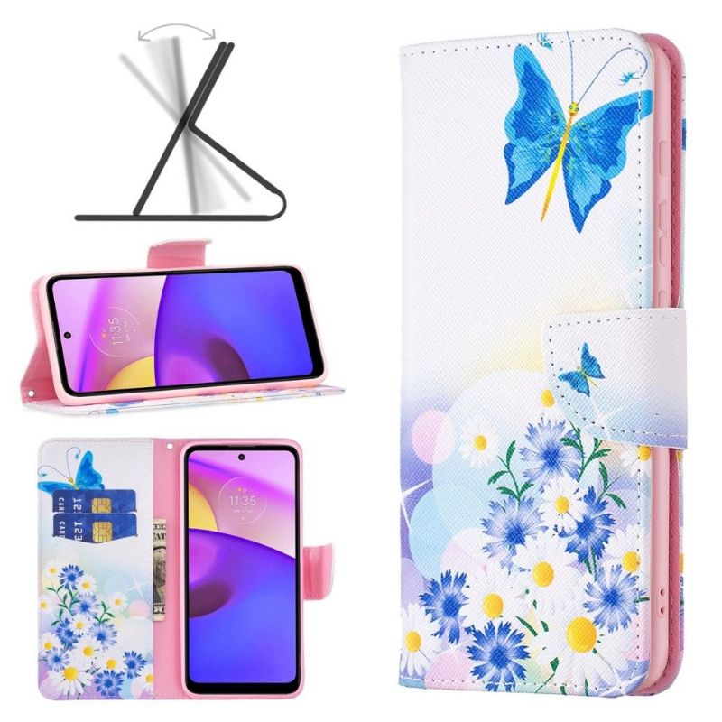 Housse Motorola Moto E40 / E30 / E20 papillon et marguerites