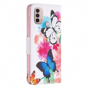 Housse Motorola Moto E40 / E30 / E20 papillons et fleurs colorées