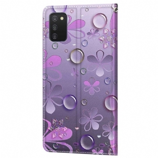 Housse Samsung Galaxy A03s Illustration fleurs violettes