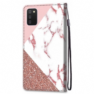 Housse Samsung Galaxy A03s marbre paillettes