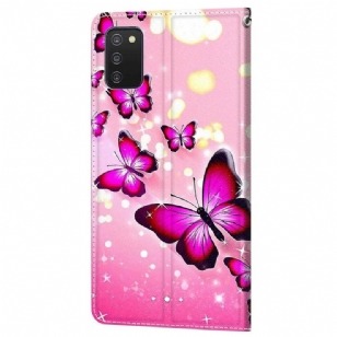 Housse Samsung Galaxy A03s Papillons roses