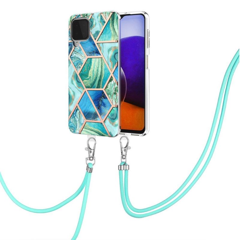 Coque Samsung Galaxy A22 4G Géométrique à cordon