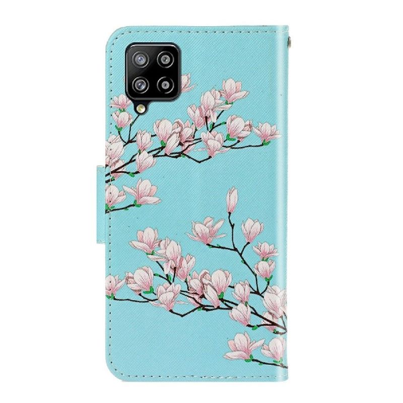 Housse Samsung Galaxy A22 4G Fleurs Blanches