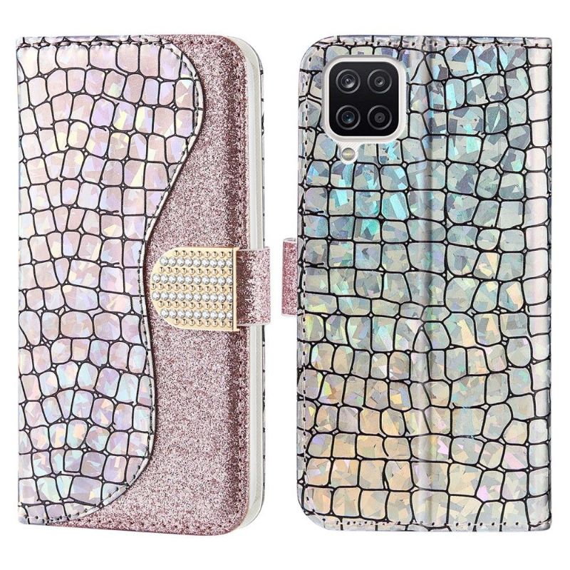 Housse Samsung Galaxy A22 4G Luxury Croco Paillettes