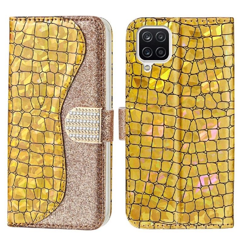 Housse Samsung Galaxy A22 4G Luxury Croco Paillettes