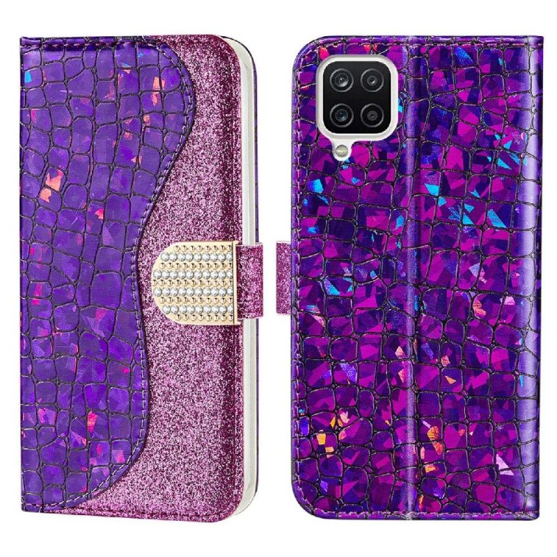 Housse Samsung Galaxy A22 4G Luxury Croco Paillettes