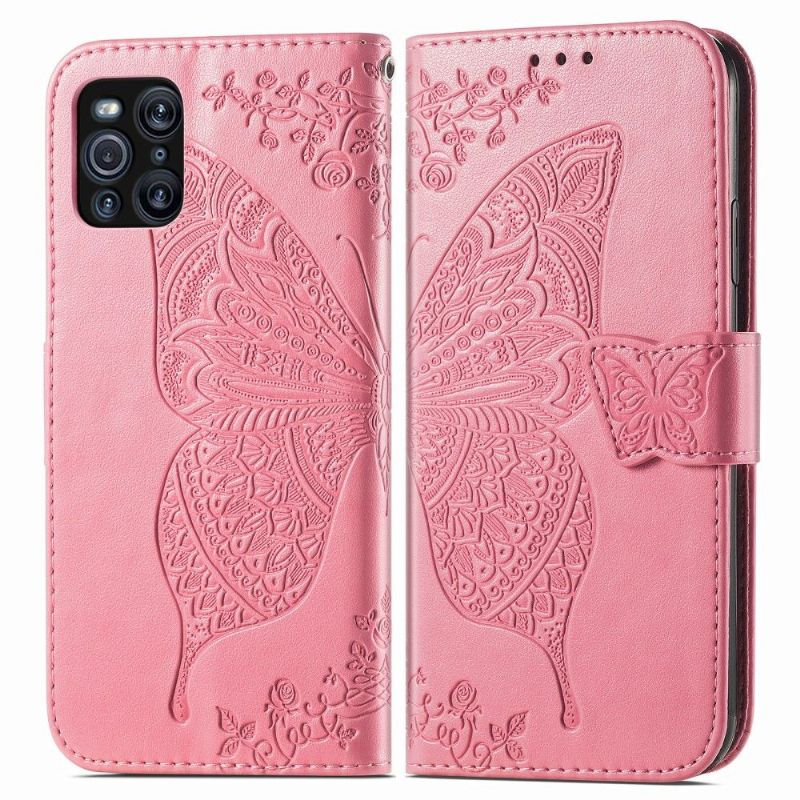 Housse Oppo Find X3 Pro Papillon Relief