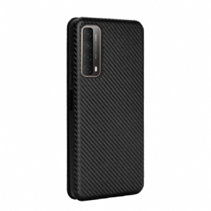 Housse Huawei P Smart 2021 simili cuir style fibre de carbone