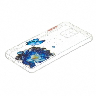 Coque Xiaomi Redmi Note 9S / Redmi Note 9 Pro fleurs et papillons bleus