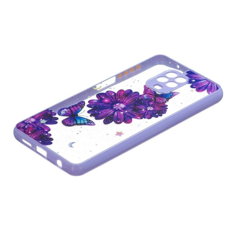 Coque Xiaomi Redmi Note 9S / Redmi Note 9 Pro fleurs et papillons violets