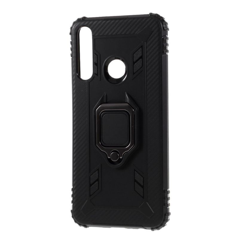 Coque Huawei Y6p Aspect Carbone avec Anneau Support