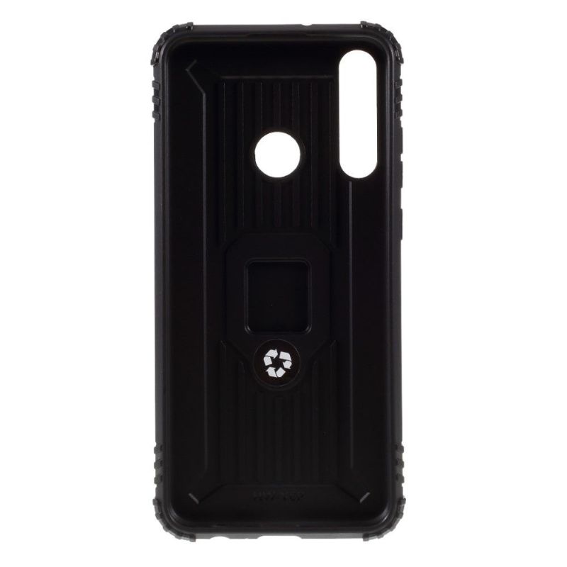 Coque Huawei Y6p Aspect Carbone avec Anneau Support