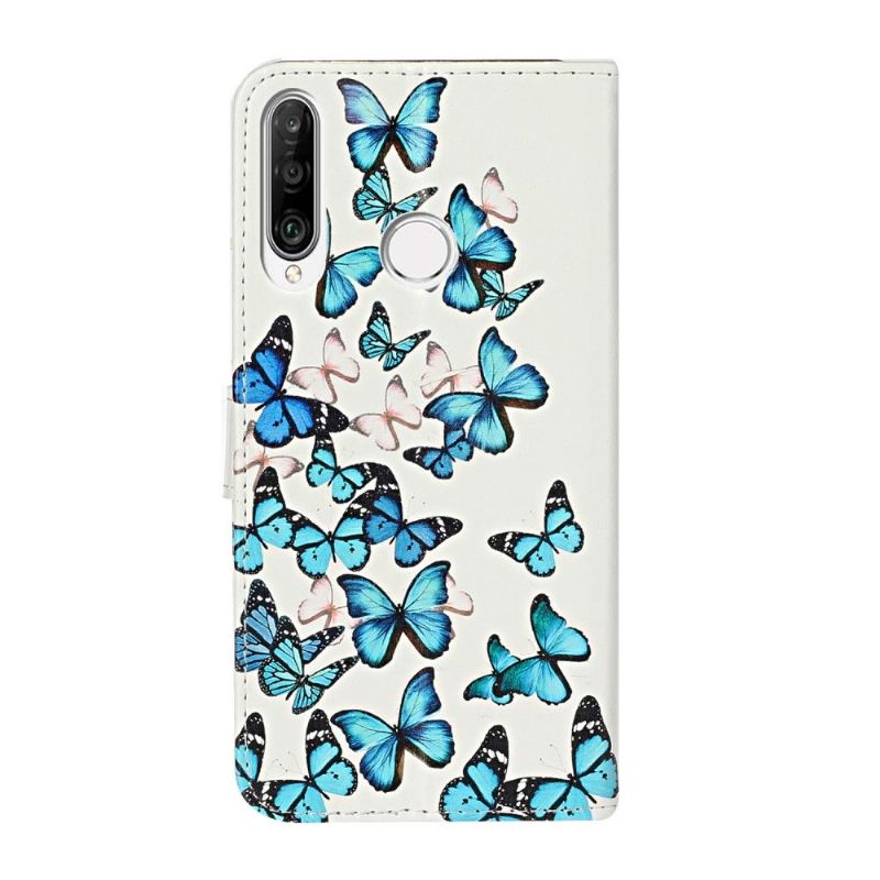 Housse Huawei Y6p Multiples Papillons Bleus